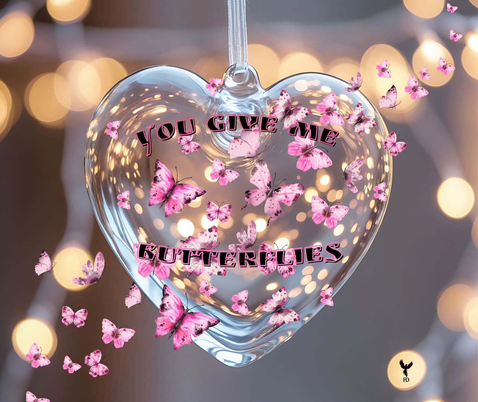 You Give Me Butterflies Heart Ornament