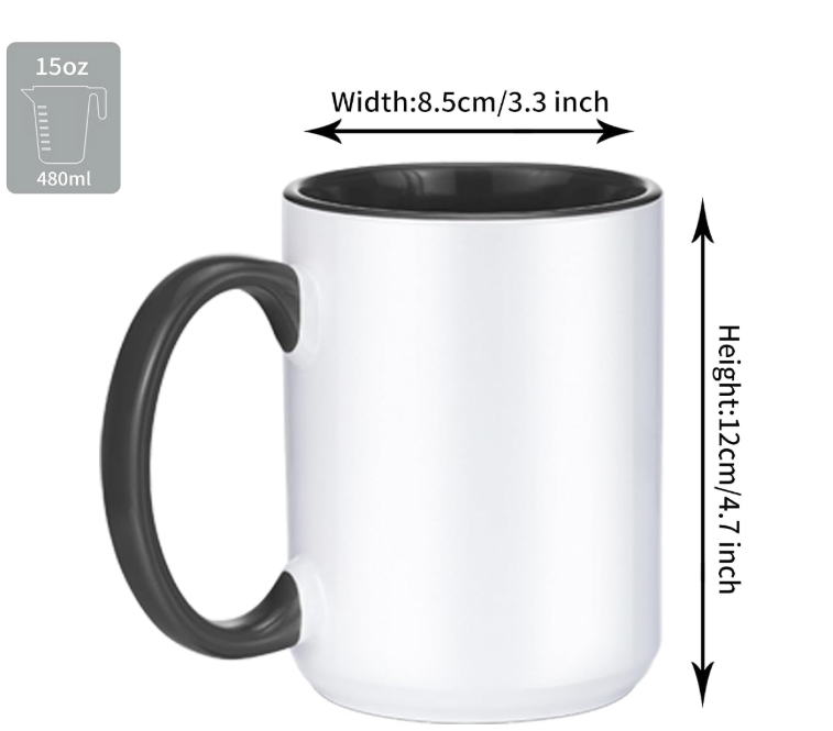 15 oz Coffee Cup Black Handle